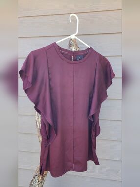 Worthington Plum Ruffle-Trim Blouse
